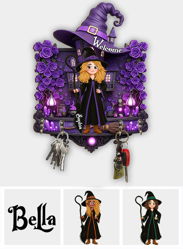 Bienvenue dans la Maison de la Sorcière - Porte-clés personnalisé en forme de sorcière