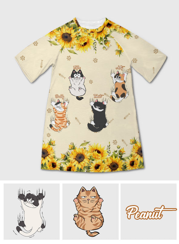 Chats mignons - Robe-t-shirt de nuit personnalisée pour chat