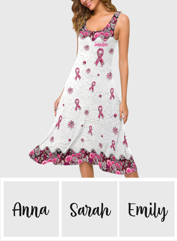 Breast Cancer Awareness - Personalized Breast Cancer Awareness Sleeveless Dress