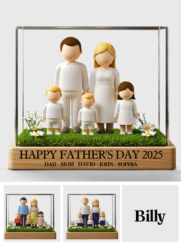 Bonne fête des pères 2025 - Plaque acrylique personnalisée en forme de famille