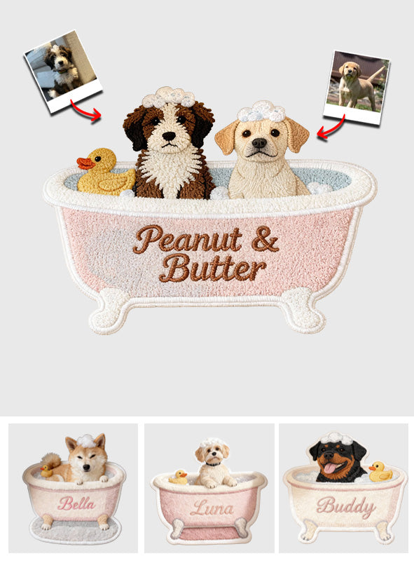 Custom Bathroom Rug For Pet Owners - Personalized Dog Non-Slip Tufted Rug