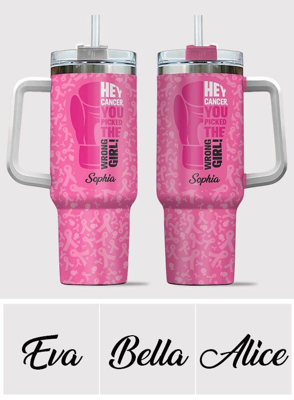 Breast Cancer Awareness - Personalized Breast Cancer Awareness Tumbler With Handle