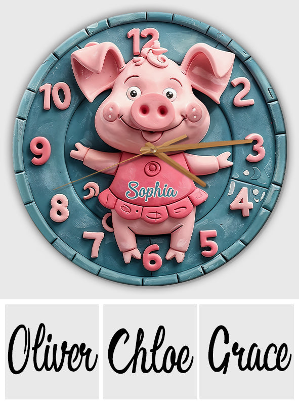 Horloge murale personnalisée pour amoureux des cochons - Adorables cochons