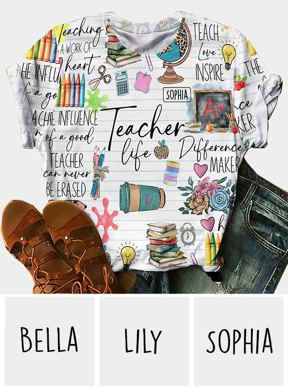 Vie d'enseignant - T-shirt personnalisé pour enseignants