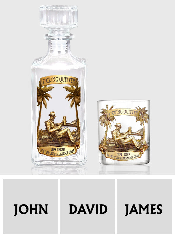 Appreciation, Retirement Gift For Coworkers, Work Friends, Colleagues - Personalized Retired Whiskey Decanter Set