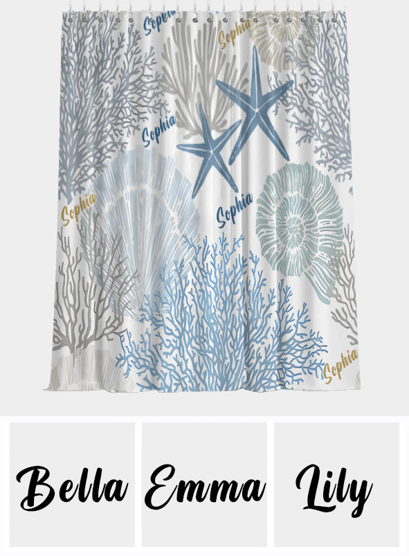 Coral Seashells Starfish - Personalized Sea Lover Blackout Window Curtain/ Drapes Set