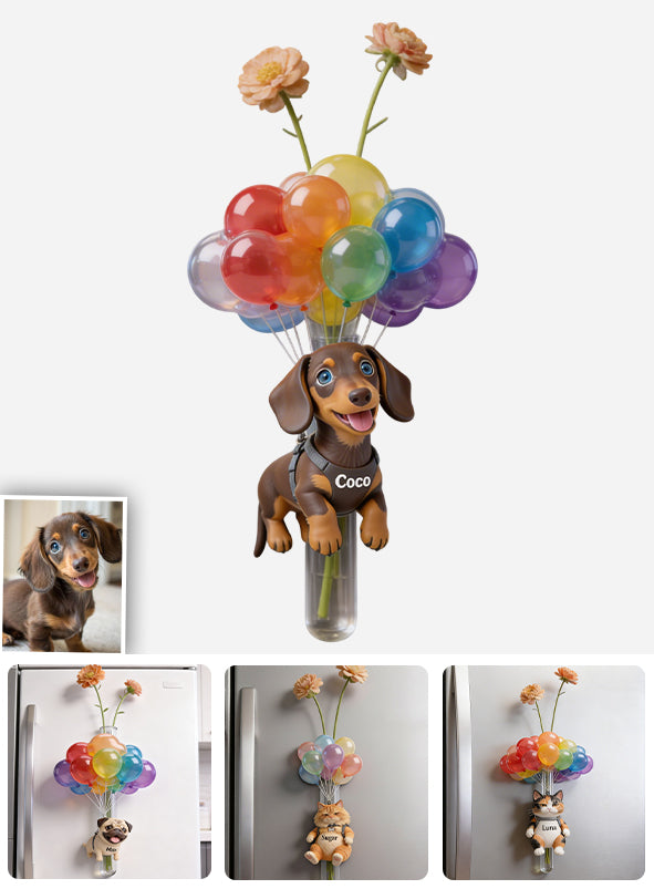 Balloon Buddy - Personalized Dog Magnetic Flower Vase