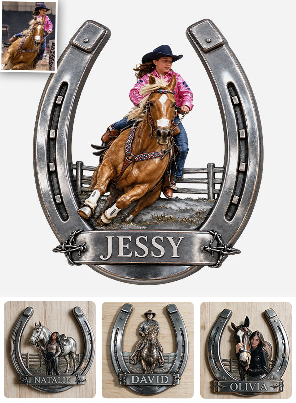 Custom Any Photo, Horse Riding - Personalized Horse 3D Printed Cut Metal Sign