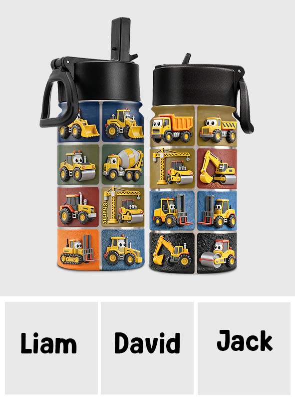 Machines de construction - Gourde personnalisée pour enfants
