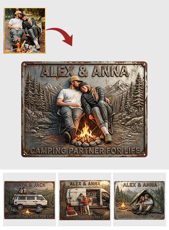 Camping Partners For Life - Personalized Camping Cut Metal Sign
