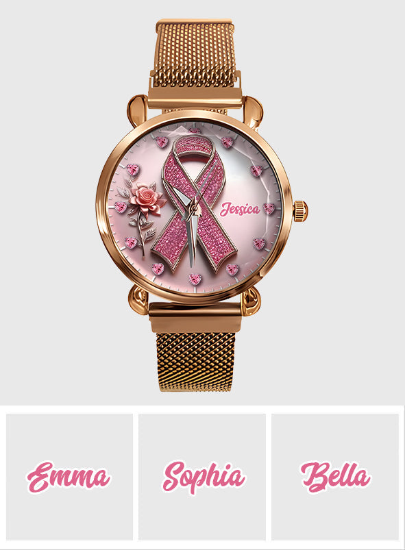 Foi, Espoir, Amour - Montre-bracelet personnalisée pour femmes, sensibilisation au cancer du sein