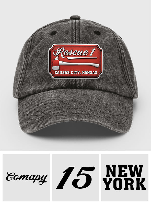 Casquette de pompier Due - Casquette en denim délavé personnalisée pour pompier