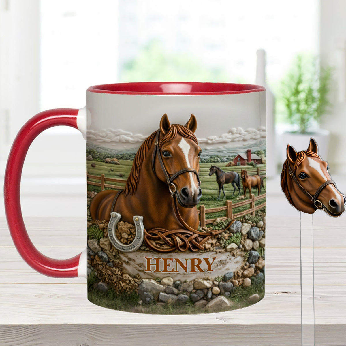 Cadeau pour les amoureux des chevaux - Mug personnalisé à motif cheval avec agitateurs en acrylique