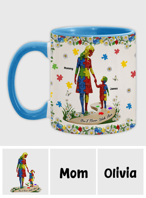 You'll Never Walk Alone - Personalized Autism Awareness Accent Mug