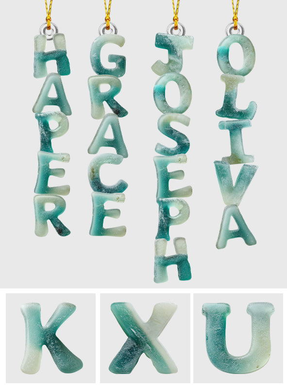Alphabet en verre de mer, ornement avec nom - Ornement personnalisé pour la famille, forme sur mesure