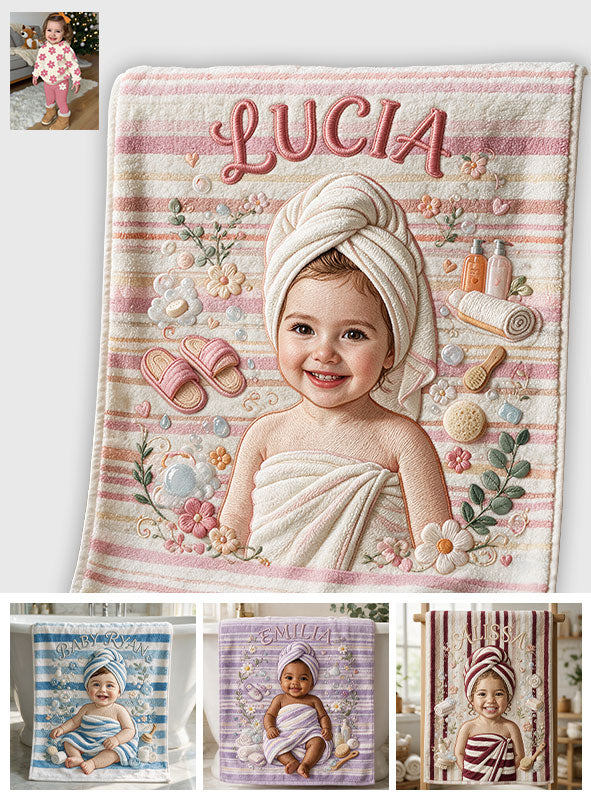C'est l'heure du bain - Serviette de plage/bain personnalisée pour enfant