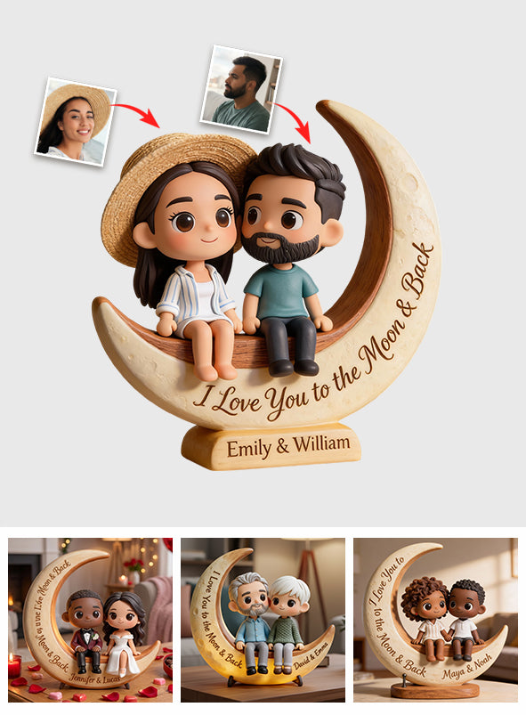 Je t'aime jusqu'à la lune et retour - Plaque acrylique personnalisée pour couple.