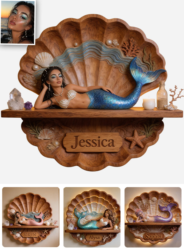 Mermaid Soul - Personalized Mermaid Wooden Floating Shelf