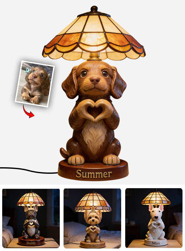 Veilleuse LED personnalisée pour chien en acrylique - Photo personnalisée - J'aime mon animal