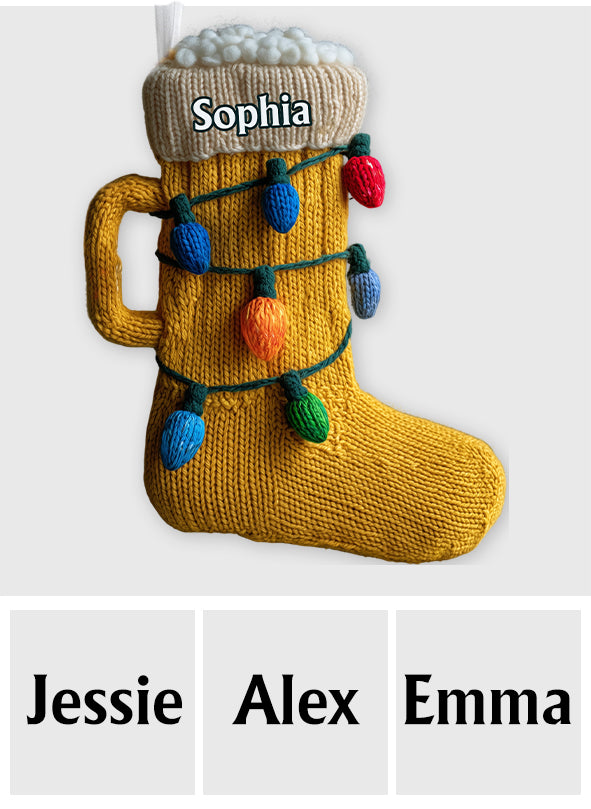 Funny Christmas Gift For Beer Lovers - Personalized Beer Shaped Christmas Stocking