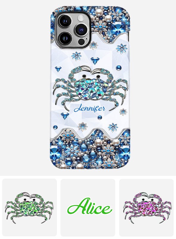 Élégante coque de téléphone personnalisée « Crabe bleu élégant » pour amoureux de la mer