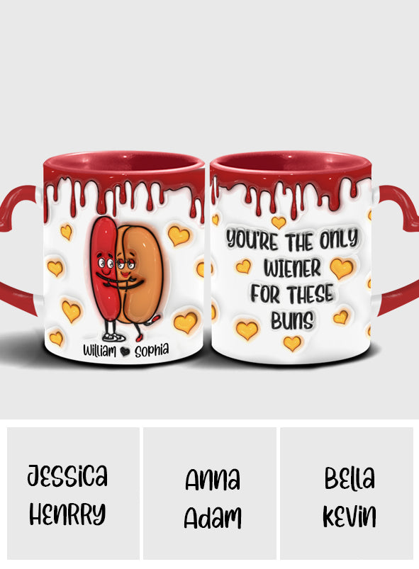 Tu es le seul à aimer ces petits pains - Mug personnalisé pour couple avec anse en forme de cœur