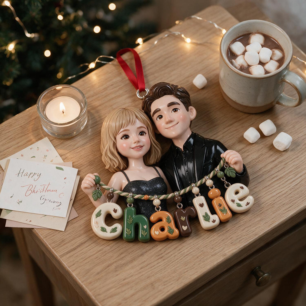 Personalized Christmas Couple Custom Name Acrylic Ornament Holiday Keepsake Gift