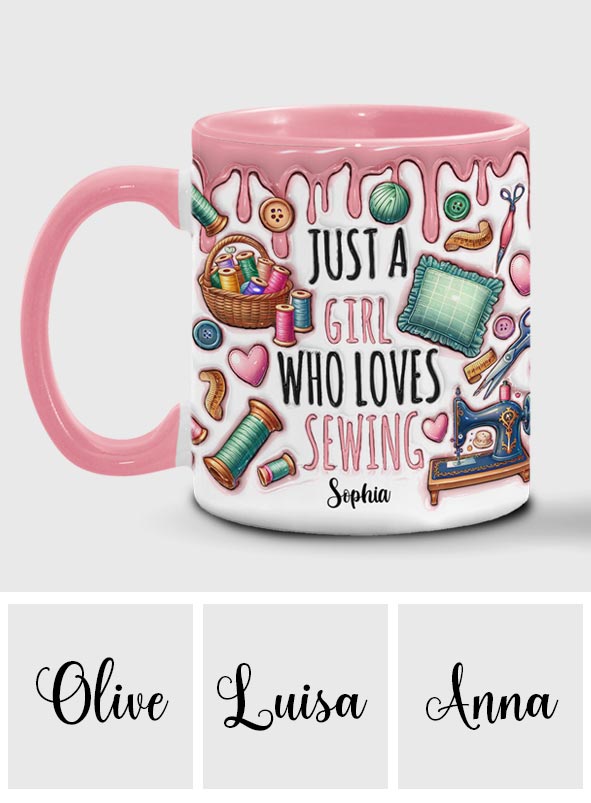 Mug personnalisé « Juste une fille qui adore coudre »
