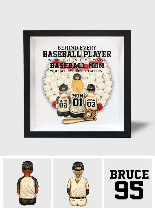 Baseball Mom - Personalized Mother Custom Shaped Flower Shadow Box