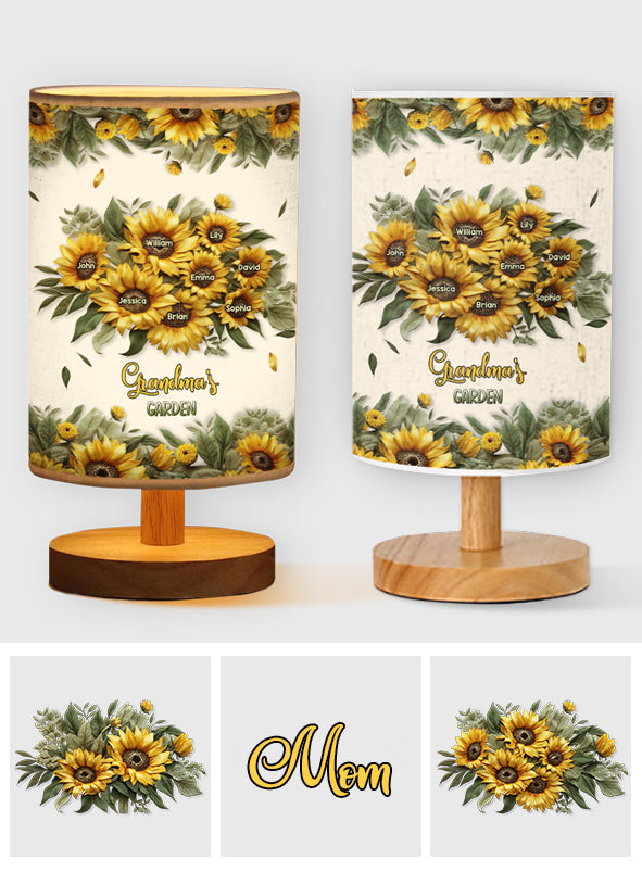 Grandma's Mom's Garden - Personalized Grandma Table Lamp with Wood Base