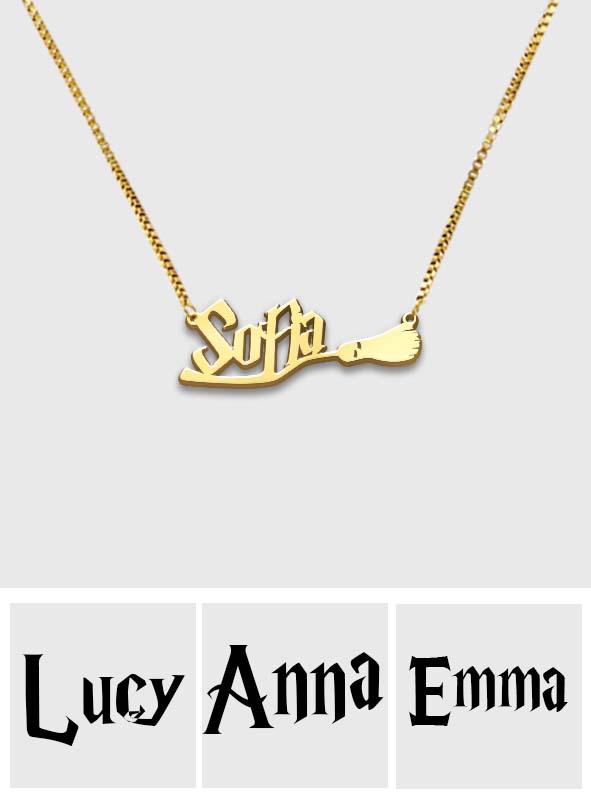 Mystic Broom - Personalized Witch Necklace With Charms