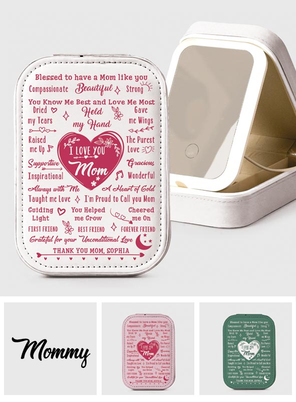 À ma maman - Coffret à bijoux personnalisé avec miroir LED