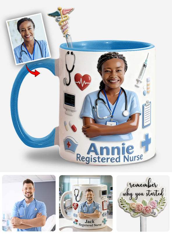 Nurse Life - Personalized Nurse Set Accent Mug with Acrylic Stirrers