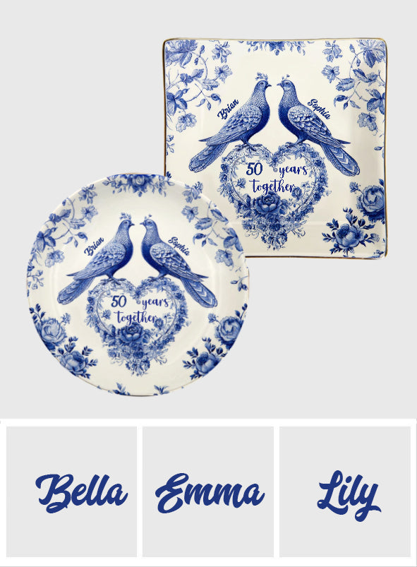 Couple fêtant ses 50 ans de vie commune - Plat à bijoux personnalisé et imprimé
