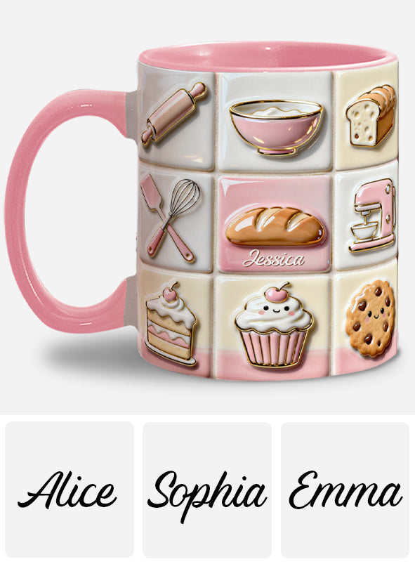 Mug rose personnalisé « Love Baking »