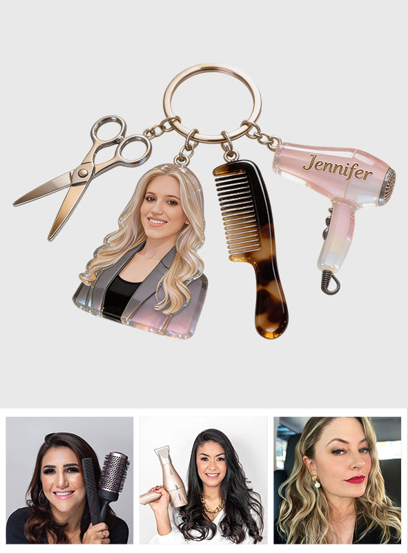 Proud Hairdresser - Personalized Hairdresser Keychain With Charms