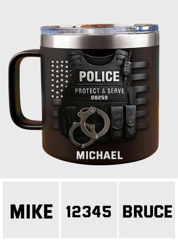 Protéger et servir - Mug isotherme de voyage personnalisé pour policier