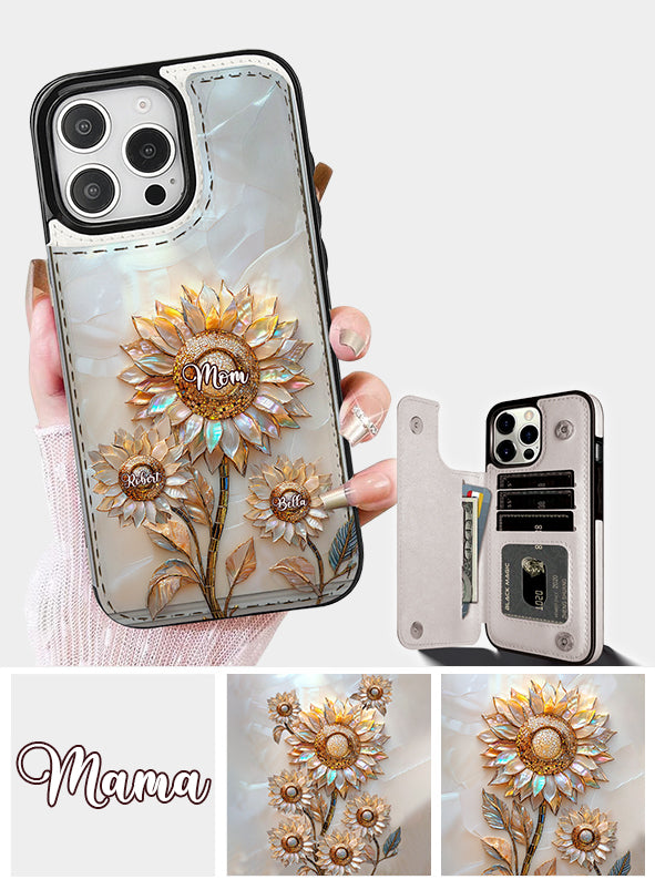 Bonne fête des mères ! Étui portefeuille pliable personnalisé pour téléphone portable.