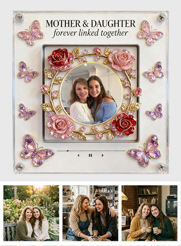 Mother And Daughter Love - Personalized Mother Rotating Music Magnet With Light