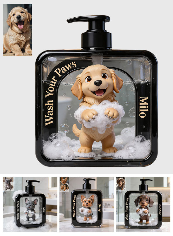 Lavez vos pattes - Distributeur de savon personnalisé pour chien