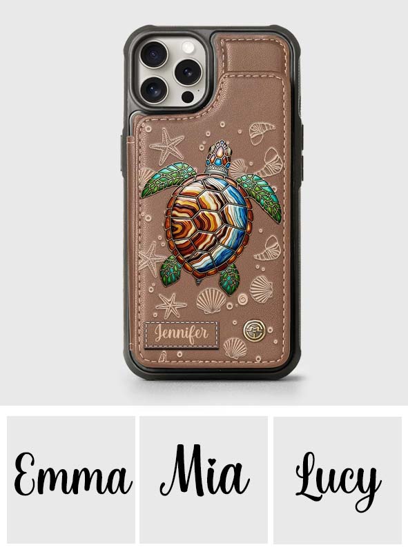 Étui portefeuille personnalisé Tortue et Mer - Étui de téléphone à motif tortue