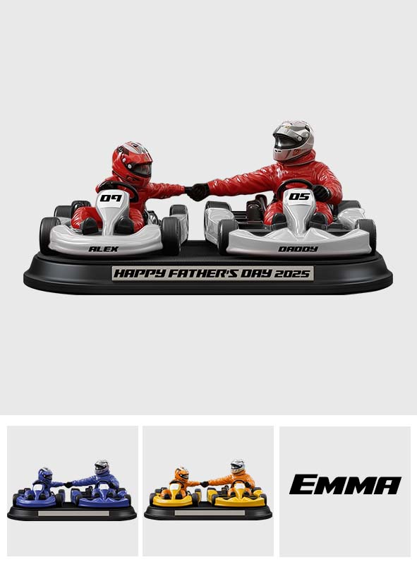 Plaque acrylique personnalisée « Papa et enfant passionnés de karting » - Plaque en acrylique sur mesure pour père