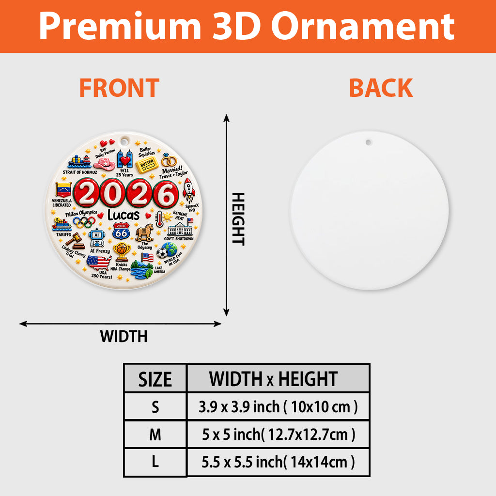 2026 Year in Review - Personalized Christmas Premium 3D Ornament