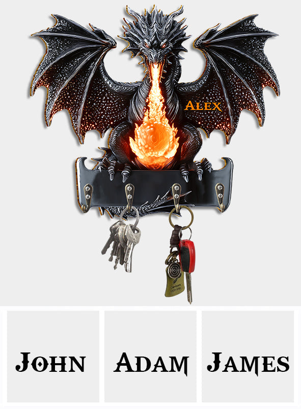 Porte-clés personnalisé en forme de dragon gothique de feu - Porte-clés en forme de dragon sur mesure
