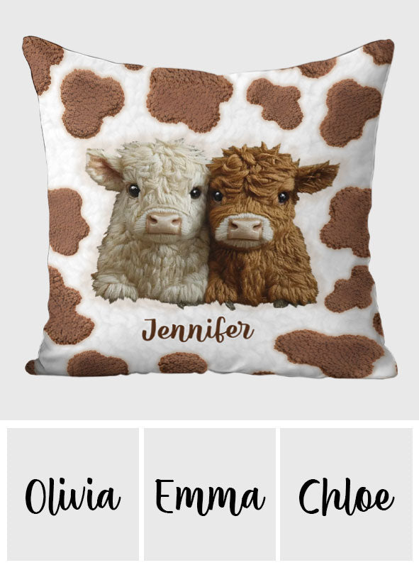Adorables vaches des Highlands - Coussin décoratif personnalisé vache des Highlands