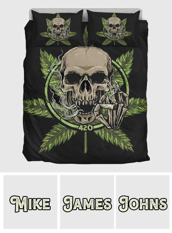 Ensemble de literie Art Skull - Ensemble de literie personnalisé sur le thème du cannabis