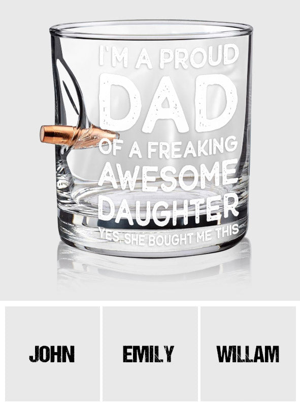 Fier papa d'une fille absolument géniale - Verre à whisky personnalisé « Bullet pour papa »