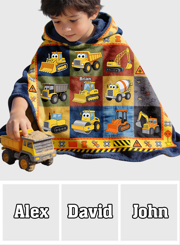 Machines de Construction - Poncho Serviette à Capuche Personnalisé pour Enfant
