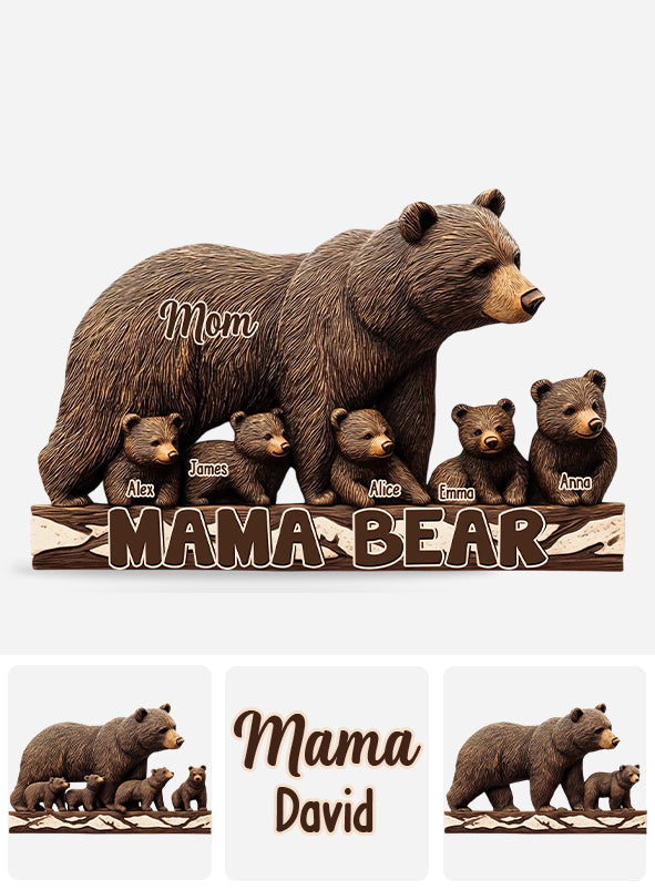 Maman Ours - Plaque acrylique personnalisée en forme de mère