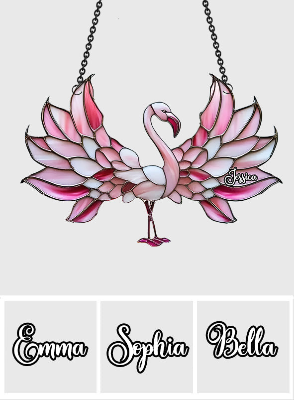 J'adore les flamants roses - Ornement attrape-soleil personnalisé à suspendre à la fenêtre, motif flamant rose
